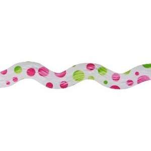  2yd 1 Rick Rack Trim with Dots  White/Pink+Lime Arts 
