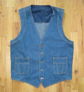 Vintage LEE Jeans Denim Vest Waistcoat Mens M   L PERFECT  