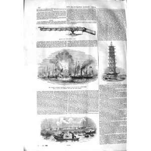   1842 CHINESE GUN TOWER NANKIN CANTON NEMESIS WAR JUNKS