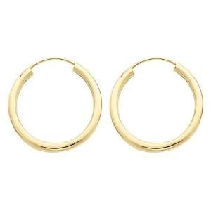   : Small Hoop Earrings in 14K Yellow Gold 3/4 Inch (2.00 mm): Jewelry