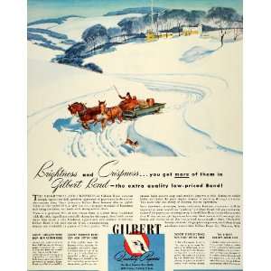 1944 Ad Gilbert Bond Quality Papers Frederic Mizen Art Winter Farm 