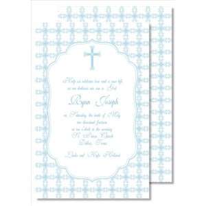  Blue Cross with Tile Pattern Large Flat Invitation