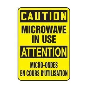  CAUTION MICROWAVE IN USE (BILINGUAL FRENCH) Sign   14 x 