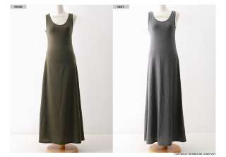 MUST HAVE Womens cotton a line long maxi dress top BLACK/BROWN/KHAKI 