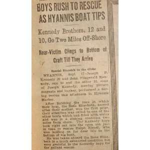   Newspaper About John F. Kennedy???s Heroics in Hyannis