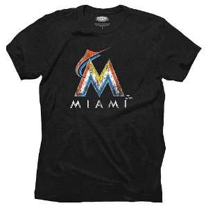  Miami Marlins Triblend Logo T Shirt by Majestic Threads 
