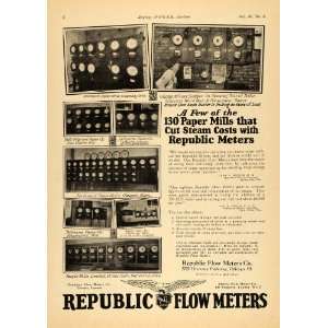  1924 Ad Republic Flow Meters Paper Mills Steam Electric 