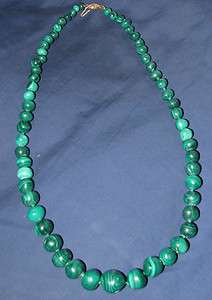   14K Gold Jade Green Malachite Bead Necklace from Herb Margolis locker