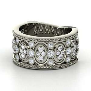Renaissance Band, Platinum Ring with Diamond & White Sapphire