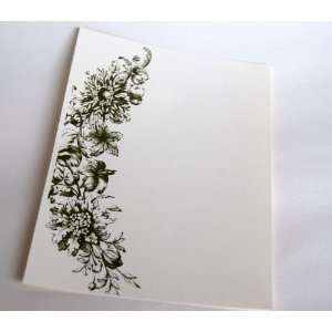  Imprintable Notecard Set   Dark Green Floral Swag Set of 