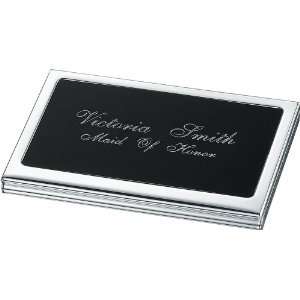   Silver Plated Business Card Holder   Built in Mirror