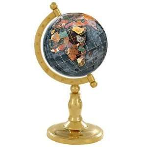  9 Classic Black Opalite Globe with Arch and Base in Gold 