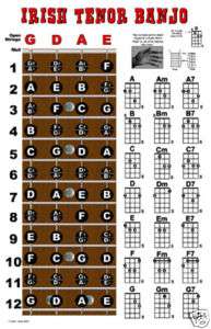 Irish Tenor Banjo 4 String Fingerboard Poster Chart  