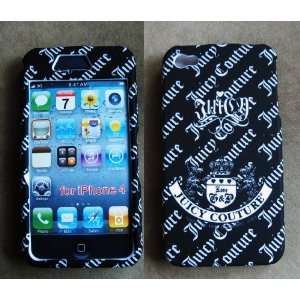  iPhone 4 Plastic Front & Back Case Cover Black/White J 