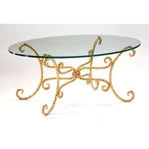    Oval Wrought Iron Coffee Table With Rope Design