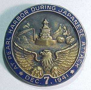 WW2 *At Pearl Harbor During Japanese Attack* Enamel Badge  