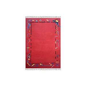  Wool and cotton rug, Fascinating Red (4x6)