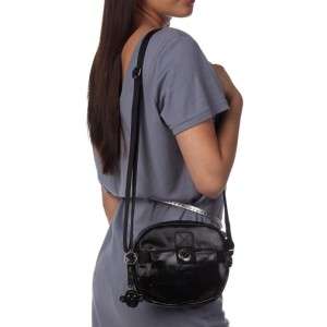 KIPLING LOUISA Shoulder Crossbody Bag Black Coated Cott  