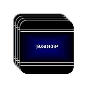 Personal Name Gift   JAGDEEP Set of 4 Mini Mousepad Coasters (black 