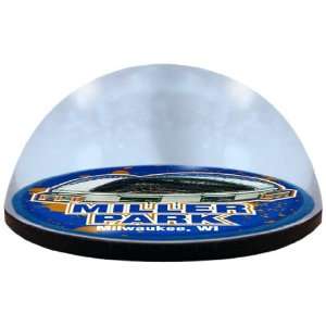 MLB Milwaukee Brewers Round Crystal Magnetized Paperweight:  