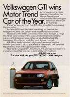 1985 Volkswagen GTI Photo MT Car of the Year print ad  
