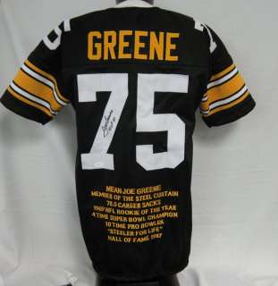 Joe Greene HOF 87 Steelers Auto/Signed Stat Jersey JSA  