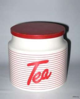 Hornsea Pottery Tea Storage Jar Linear Red / White  