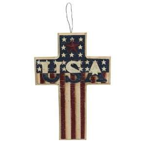  Distressed Americana USA Cross Wall Plaque: Home & Kitchen