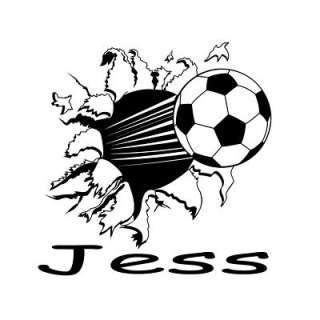 Personalized Flying Soccer Ball Vinyl Wall Art Decal  