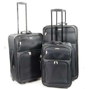  4 pc Upright Luggage Set with Matching Tote Bag   Black 