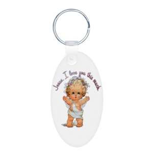   Oval Keychain Jesus I Love You This Much Angel: Everything Else