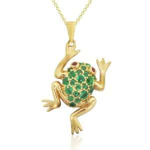 Effy Jewelers Green Tsavorite and Ruby Frog Pendant in 14K Yellow Gold 