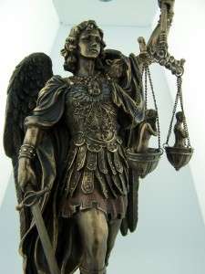 Huge Bronze Saint St. Michael Statue Scales Of Justice  