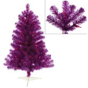  3 Pre Lit Fuschia Artificial Sparkling Christmas Tree 