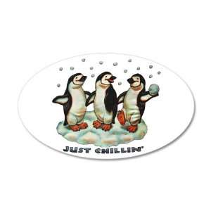   Vinyl Sticker Christmas Penguins Just Chillin in Snow 