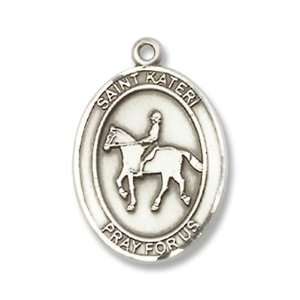  Sterling Silver St. Kateri Sports Equestrian Medal Pendant 