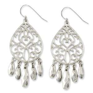  Silver tone Filigree Teardrop Dangle Earrings: Jewelry