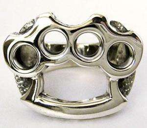 KNUCKLE DUSTER SOLID STERLING 925 SILVER RING Sz 8.25  