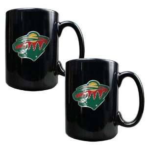 Minnesota Wild NHL 2pc Black Ceramic Mug Set   Primary Logo:  