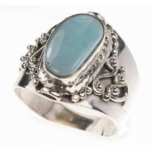   925 Sterling Silver GENUINE LARIMAR Ring, Size 9.75, 10.45g Jewelry