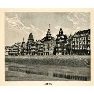 com 1902 Print Ostend Belgium Cityscape Coast Landscape Architecture 