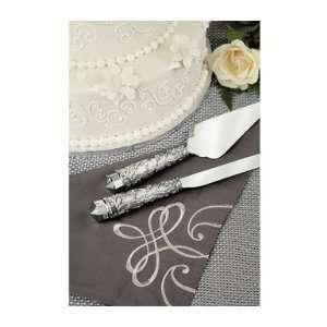  Elegant Vine Wedding Cake Knife Engraved Server Set
