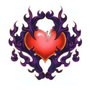  Purple Flames Heart Temporaray Tattoo Toys & Games
