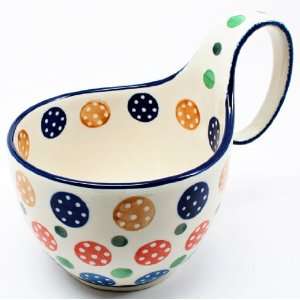 Polish Pottery 14 oz. Soup Bowl w/ Handle: Kitchen 