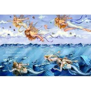 Dark Bright ~ Butterfly Fairies and Mermaids ~ Ceramic Wall Tile By 