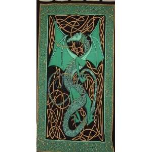   Celtic Dragon Tab Top Curtain Drape Door Panel Green: Home & Kitchen