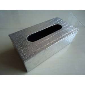  Rectangle long grey silver PU leather tissue paper napkin 