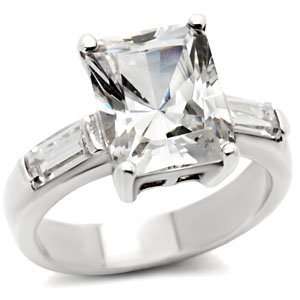  Sterling Silver Radiant Cut CZ Engagement Ring Jewelry