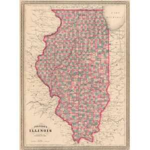  Johnson 1870 Antique Map of Illinois