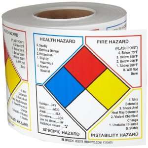   Right To Know NFPA Classification Diamond Roll Labels (500 Per Roll